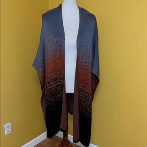 Blue and Brown Gradient Poncho